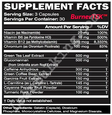 BurnerTEK Ingredient List Review - LeanBulking
