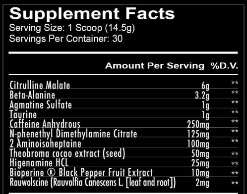 RedCon Total War Ingredient List - LeanBulking