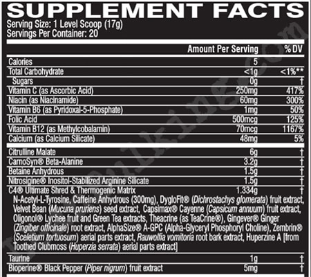 Cellucor-C4-Ultimate-Shred-Pre-Workout-Ingredients-Review