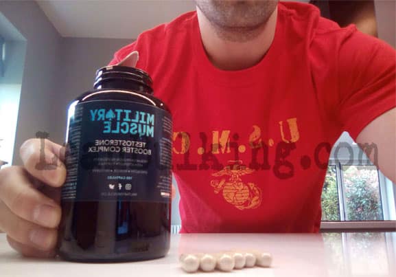 An image of the founder of Military Muscle with a bottle of his testosterone booster for our review